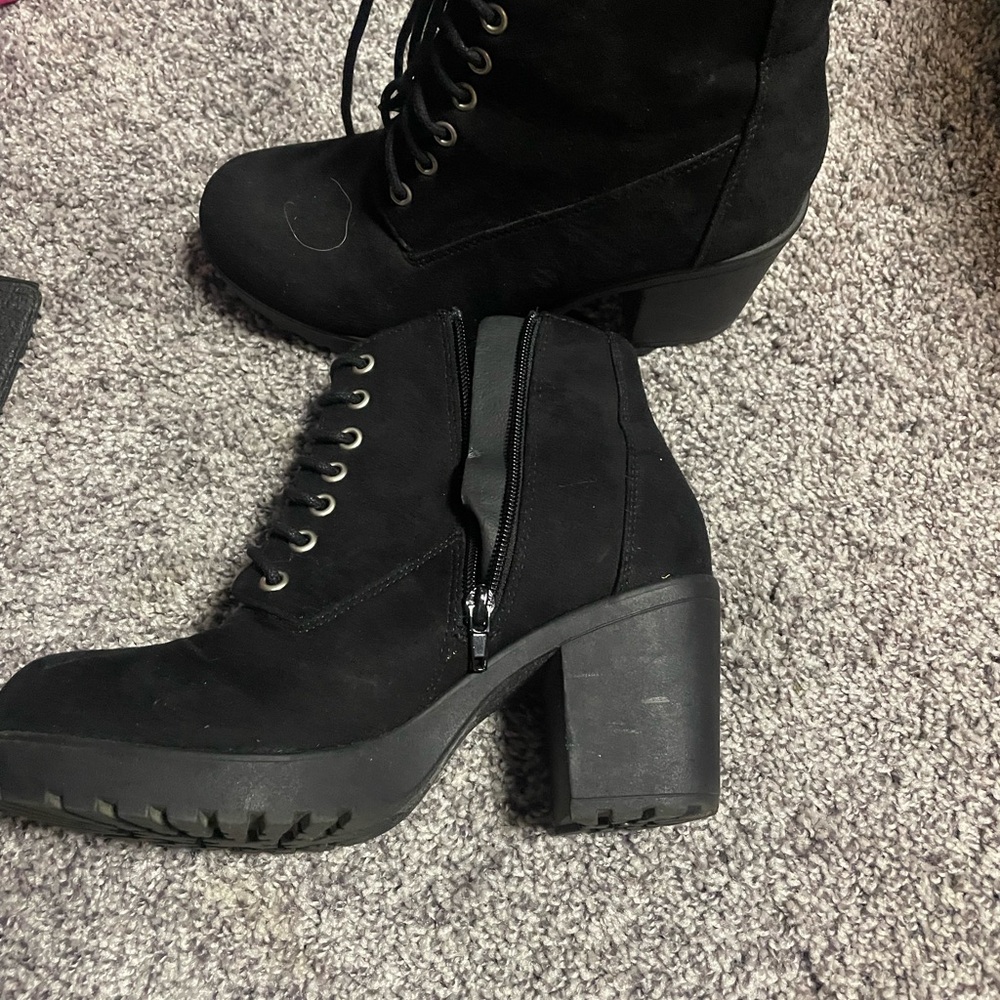Black Lace-Up Ankle Boots